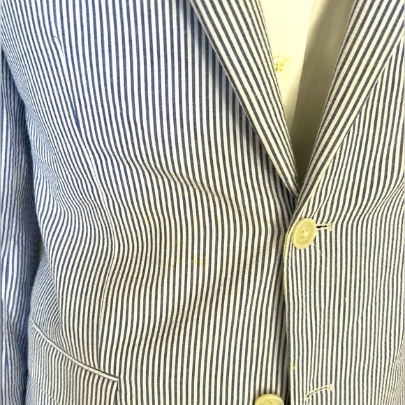 Saddlebred men’s sport coat size 38 regular 100% cotton blue white newer prep - Picture 5 of 13
